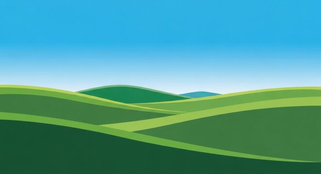 green hills landscape with blue sky