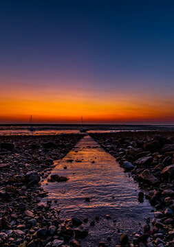 Sunrise seen from Roa Island on the Cumbrian Coast in the United Kingdom