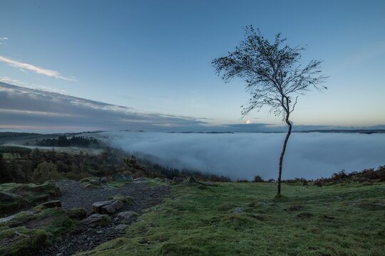 View from Gummers How shows cloud inversion over Lake Windermere in the United Kingdom