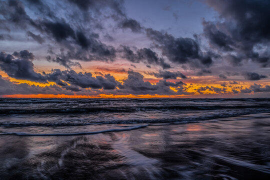Sunset over the Irish Sea after rain on Walney Island on 9th October 2023
