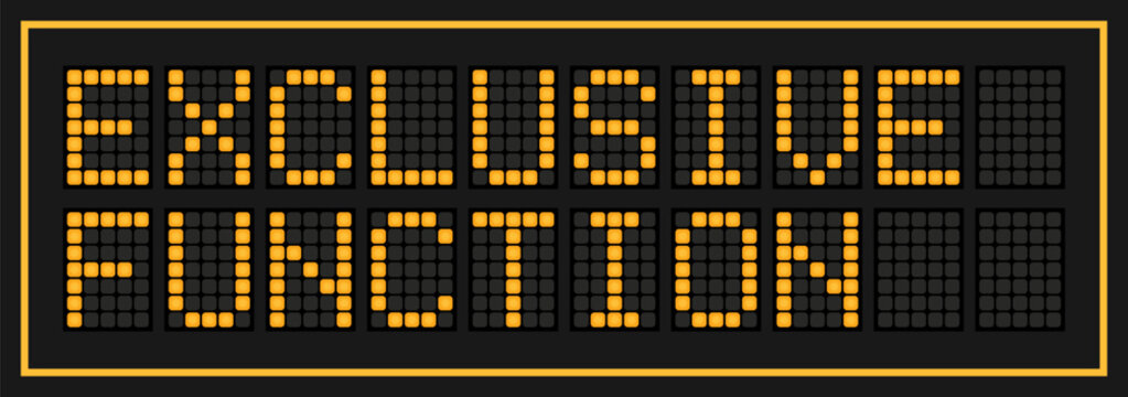 Orange color led banner in word exclusive function on black background