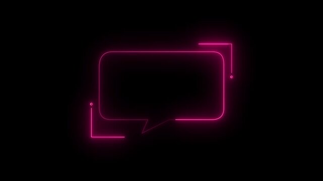 Abstract glowing pink neon speech bubble graphic overlay design chat message