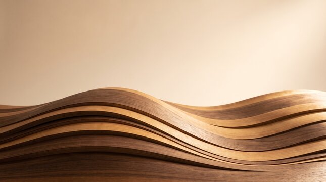 Abstract wave background made of curved wooden veneer layers