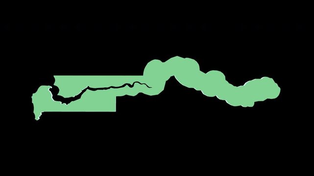 The Gambia green 3D map spin perfect 10 second loop black background