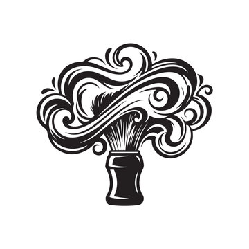 Vintage Barber Shop Shaving Brush with Lather Foam Illustration.