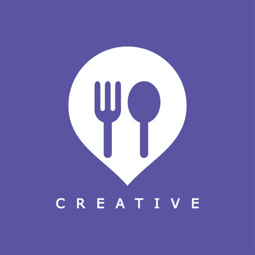 Creative pin location icon design inspiration