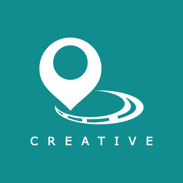Creative pin location icon design inspiration