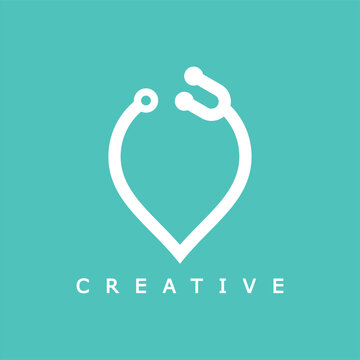 Creative pin location icon design inspiration