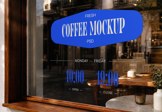 Cafe Window PSD Mockup