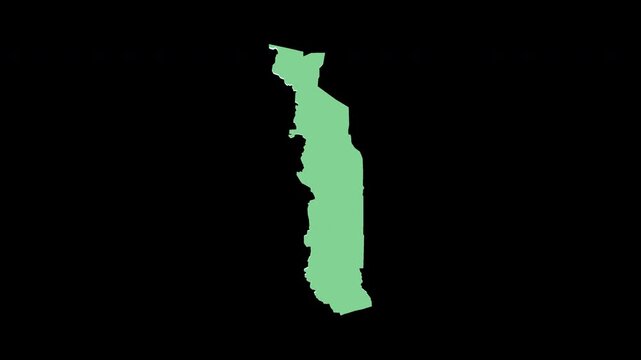 Togo green 3D map spin perfect 10 second loop black background