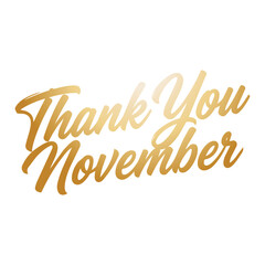 Fototapeta premium Script Style Thank You November Typography on White