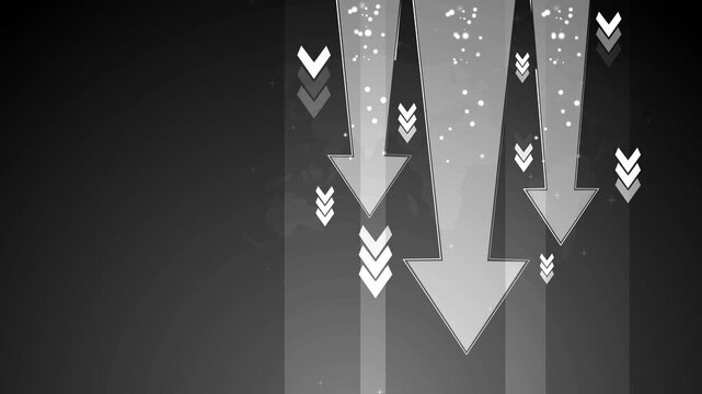 Abstract background with large downward arrows and small chevrons, showing decline falling trend or decrease animation