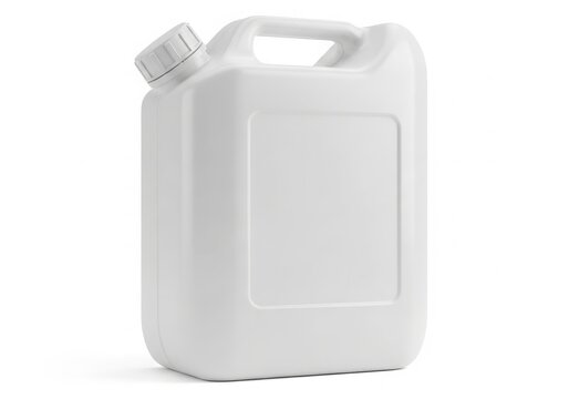 Empty white plastic jerry can with handle isolated on white background