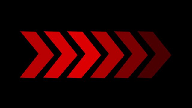 Dynamic red arrows motion loop, abstract directional indicators for ui and navigation animation