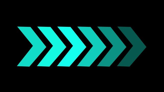 Animated cyan arrow moving forward, minimalist directional motion for ui and web animation