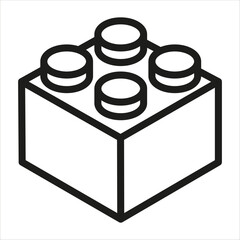Fototapeta premium Building Block Outline Icon – Modular Toy Brick Vector Line Illustration