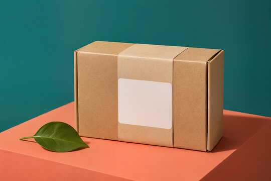 Bo&icirc;te en carton recycl&eacute; avec feuille verte