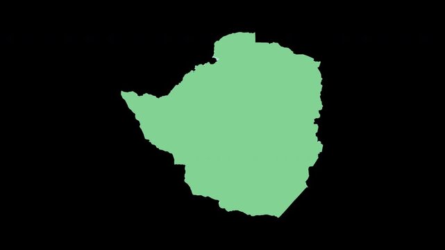 Zimbabwe green 3D map spin perfect 10 second loop black background