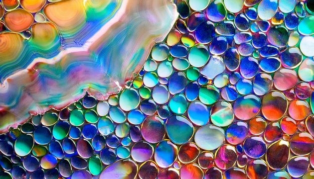 top view on flat surface of colorful opal gemstone mineral texture background