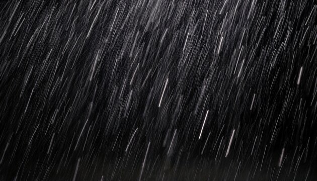 raining rain on black background for overlay