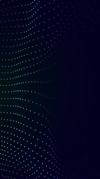abstract green blue background with wave grid lines flow animation, futuristic ai technology and science stream vertical social media motion background