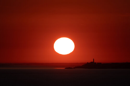 Lighthouse in Brittany at an epic sunset