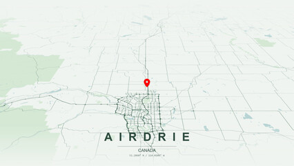 Modern minimalist vector map of Airdrie, Alberta. High-quality scalable illustration of Airdrie geographic boundaries within the Calgary Metropolitan Region for posters design. © AliRza