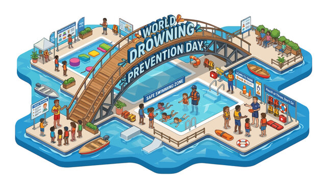 World Drowning Prevention Day promotes water safety with swimming lessons and lifeguard supervision in pools