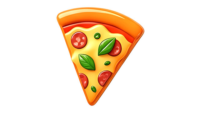 Delicious pepperoni pizza slice icon isolated on transparent background . Ai Generated