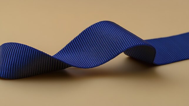 Serpentine Flow of a Royal Blue Woven Strap with Detailed Twill Texture