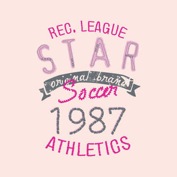 Retro star soccer 1987 athletics stitched typography t-shirt graphic