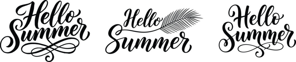 Hello summer typography designs for seasonal greeting cards © Hamidujjaman