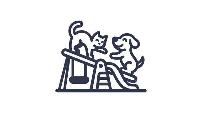Cat and dog playing together outdoors.