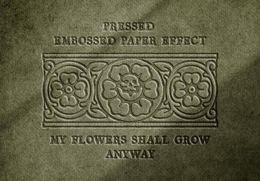 Embossed Paper Press Text Effect For Poster And Branding Design