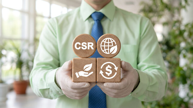 CSR - Corporate Social Responsibility Sustainability or Sustainable Development concept. new system