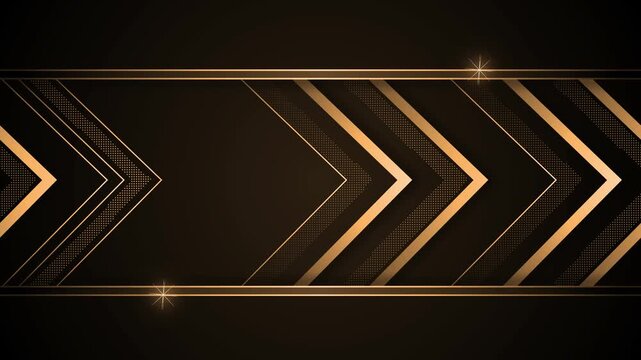 Chevron luxury background animation, Luxurious dark background with chevron arrows and thin horizontal gold lines,