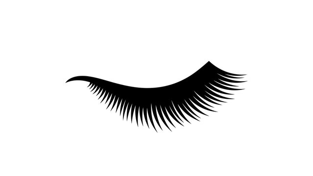 Black and white illustration of a single false eyelash