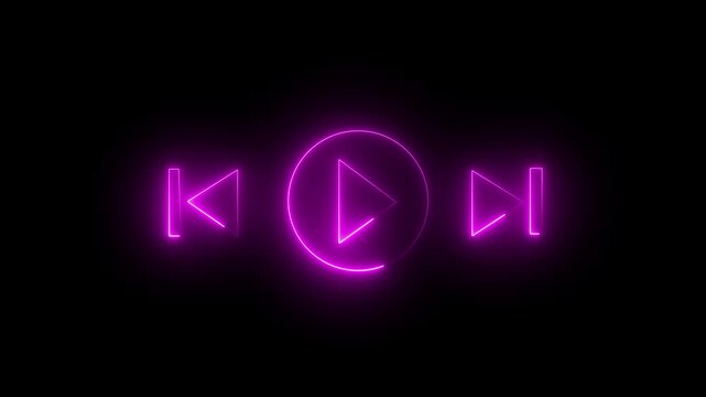 Neon Video play icon. Audio neon play button icon glowing play button animation. Motion graphics of play button concept 4k video animation.
