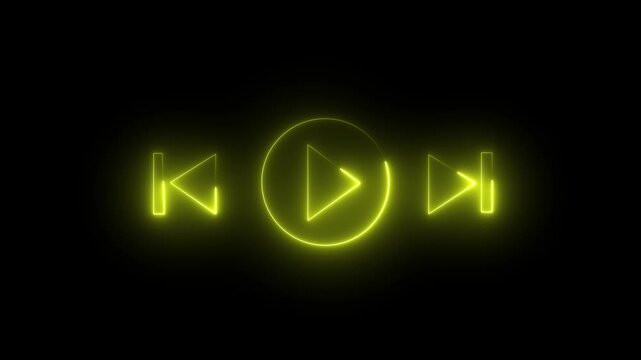 Neon Video play icon. Audio neon play button icon glowing play button animation. Motion graphics of play button concept 4k video animation.