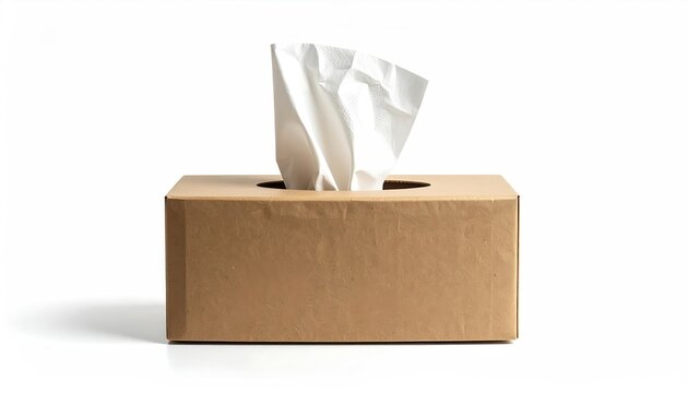 A brown cardboard tissue box with white tissues peeking out (1)