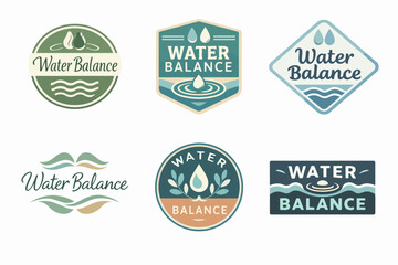 Obraz premium Water balance logo collection. Set of different designs symbolizing hydration, fresh natural liquid, and health