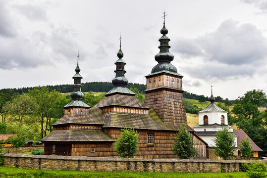 Historic Greek Catholic Parish Church in Owczary showcases wooden architecture in Lesser Poland's landscape of Central Europe