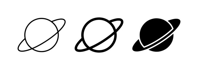 Planet Icons, Saturn Symbols, Space Graphics. Vector Set of Celestial Body Illustrations © Hasem