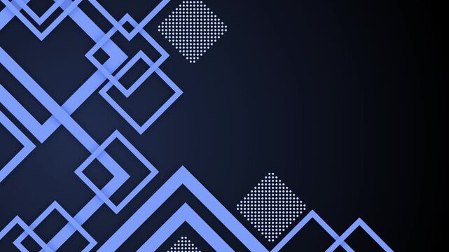 Abstract geometric pattern background with overlapping squares and diagonal lines animation