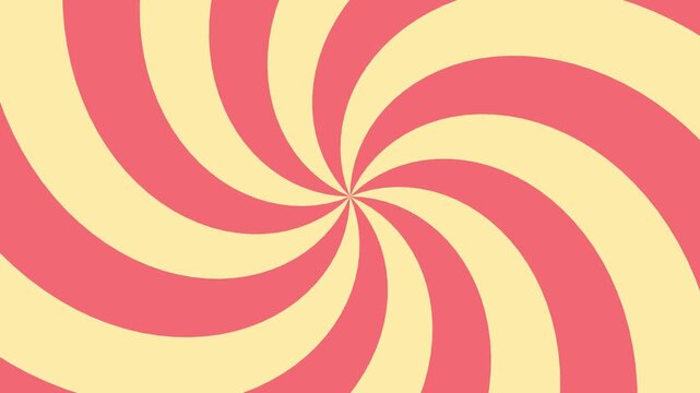 Rotating spiral background in red and yellow with a retro sunburst pattern looping seamlessly