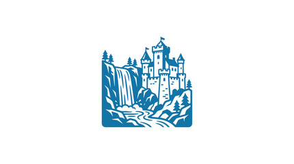 Blue castle on a hill side. © dika