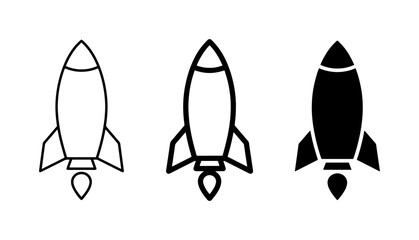 Rocket Ship Icons, Spacecraft Vector Graphics, Launch Symbols, Futuristic Exploration Set © Nargis