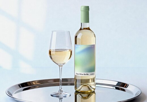 White Wine Bottle Mockup With Generative AI For Branding And Product Design
