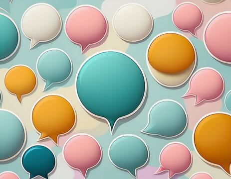repeating speech bubble pattern pastel colors on white round speech bubble