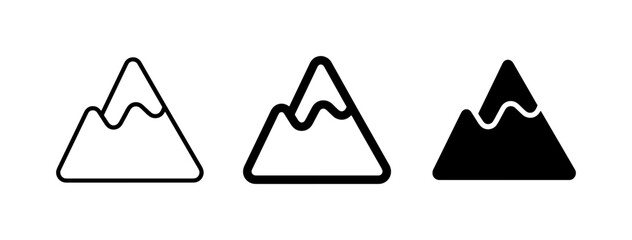 Mountain Icons Set: Minimalist Peaks, Outline, Silhouette, Vector Graphics for Adventure and Nature Themes © Sneha